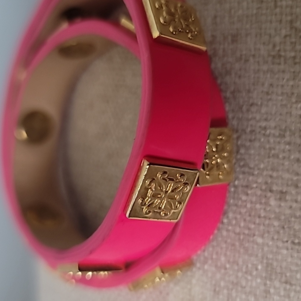 Rustic Cuff Pink Patent Double Wrap Bracelet Meag… - image 6